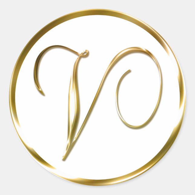 V Monogram Faux Gold Envelope Or Favour Seal (Front)