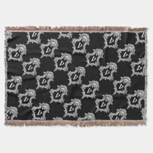V Monogram Initial Throw Blanket