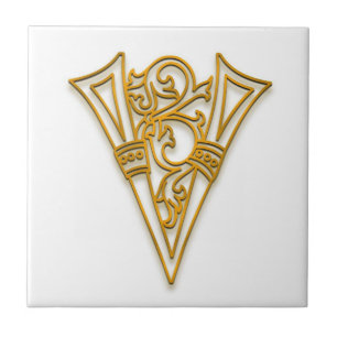 V Monogram "Irish Gold" Ceramic Tile