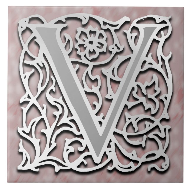 V Monogram "Silver Stone" Ceramic Tile (Front)