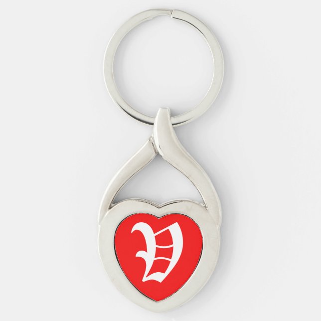 "V" Red Heart Keychain (Front)