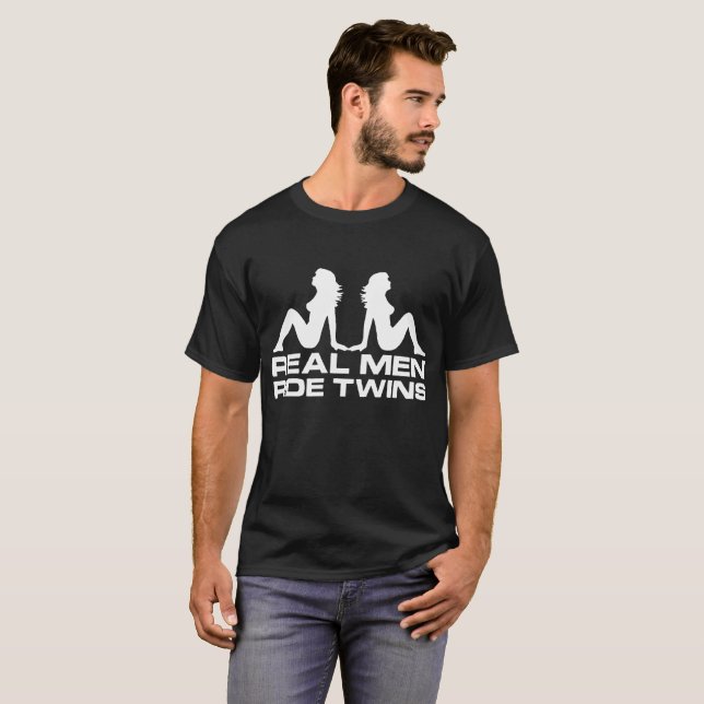 V Twin V Twin Engine Real Men Ride Twins Design AL T-Shirt (Front Full)