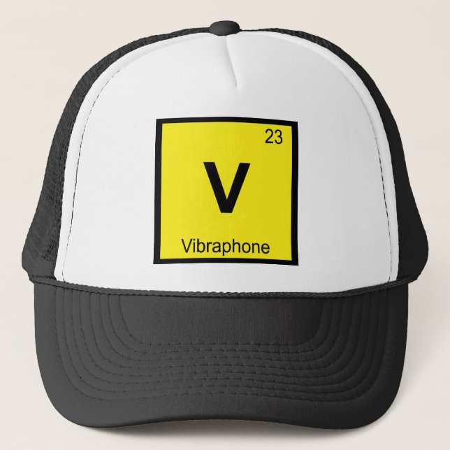 V - Vibraphone Music Chemistry Periodic Table Trucker Hat (Front)