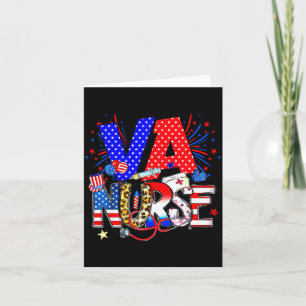 Va Nurse 4th Of July American Flag Stethoscope Card