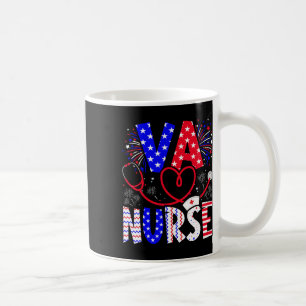Va Nurse 4th Of July American Flag Stethoscope Coffee Mug