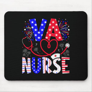 Va Nurse 4th Of July American Flag Stethoscope Mouse Pad