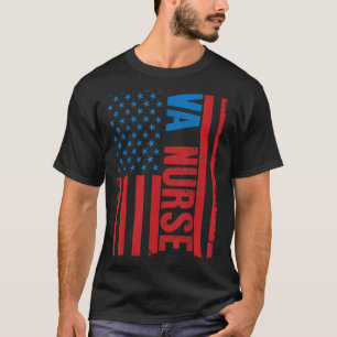VA Nurse Camouflage American Flag Patriotic Nurse T-Shirt
