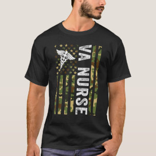 Va Nurse Camouflage American Flag Patriotic Nurse  T-Shirt
