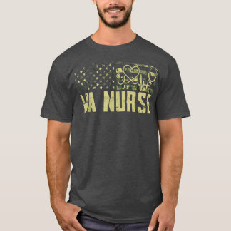 VA Nurse Camouflage USA Flag Patriotic Nurse Week  T-Shirt