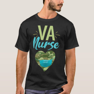 Va Nurse Heart Camouflage Camo Facemask Rn T-Shirt