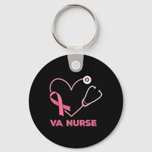 Va Nurse Heart Stethoscope Pink Ribbon Cute Breast Key Ring