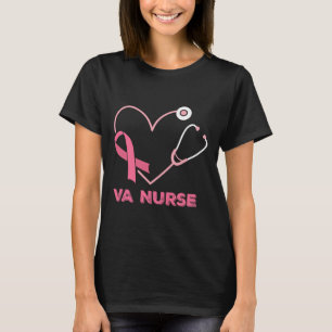 Va Nurse Heart Stethoscope Pink Ribbon Cute Breast T-Shirt
