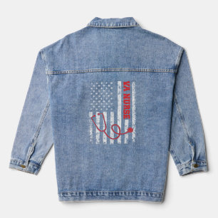 VA Nurse Patriotic Vintage USA Flag Real American  Denim Jacket