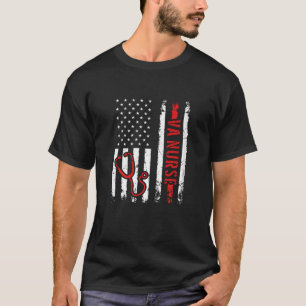 VA Nurse Vintage US Flag Patriotic Veterans Day  T-Shirt