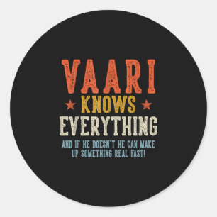 Vaari knows everything father's day retro vintage  classic round sticker