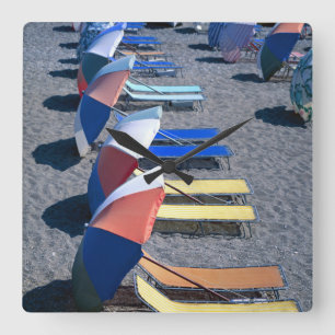 Vacant Chairs On Beach Square Wall Clock
