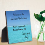 Vacation Beach Home WIFI information Password Plaque<br><div class="desc">This design was created though digital art. It may be personalised in the area provided by changing the photo and/or text. Or it can be customised by choosing the click to customise further option and delete or change the colour the background, add text, change the text colour or style, or...</div>