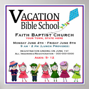 Vacation Bible School Poster/Flyer - Kids/Kite Poster