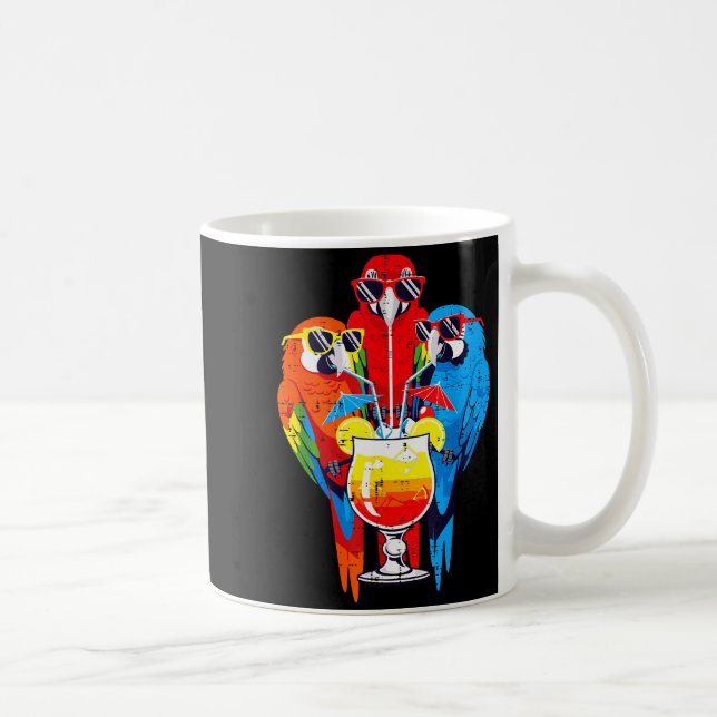 Vacation Birds Sungles Tail Parrots Summer Women M Coffee Mug (Right)