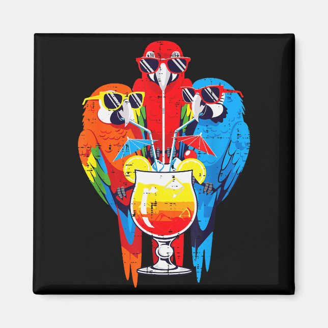 Vacation Birds Sungles Tail Parrots Summer Women M Magnet (Front)