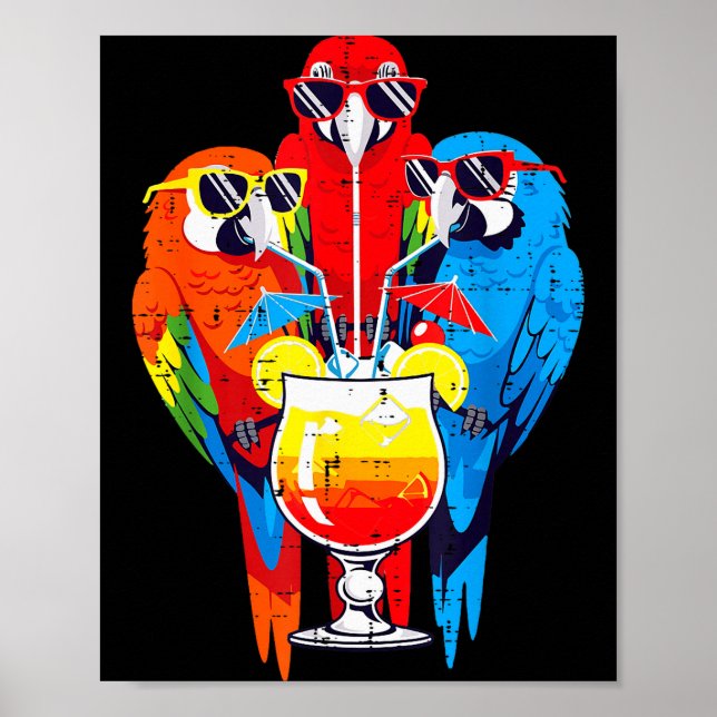 Vacation Birds Sungles Tail Parrots Summer Women M Poster (Front)