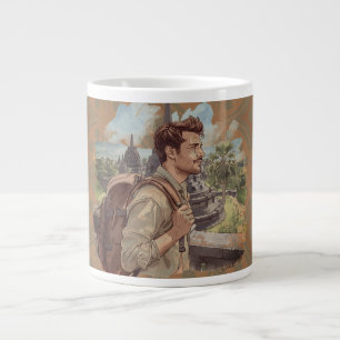 Vacation, Borobudur Temple, Java Indonesia,Vintage Large Coffee Mug