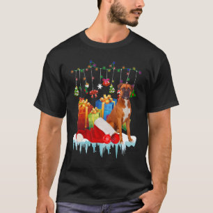 Vacation Boxer Dog Christmas Lights Santa Hat  Box T-Shirt