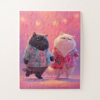 Vacation Cats in Hawaiian Shirts Jigsaw Puzzle