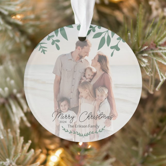 Vacation Destination Family Photo Christmas Ornament (Tree)