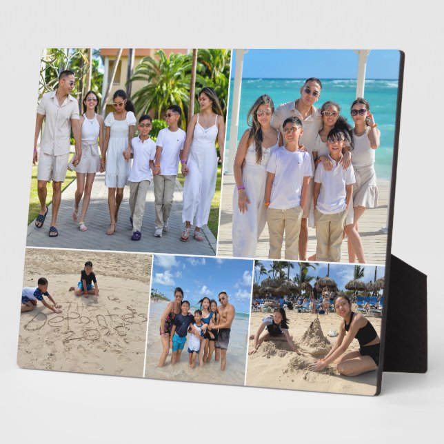 Vacation Family Photo Collage 5 pictures Plaque (Side)