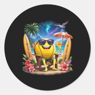 Vacation Funny Hawaii Softll Ll Hawaiian Tropical Classic Round Sticker