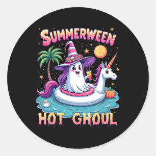 Vacation Halloween Party Group Funny Summerween Wi Classic Round Sticker