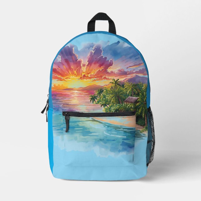 Vacation, Hello Summer,Hello Beach Printed Backpack (Front)