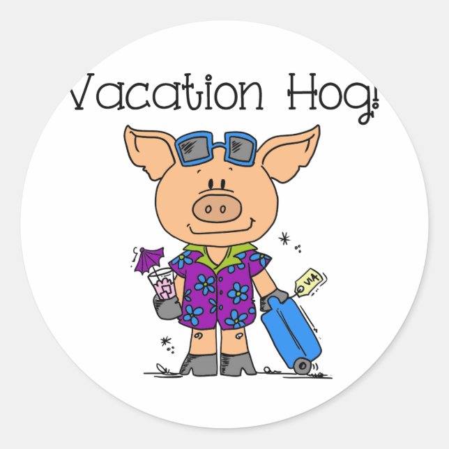 Vacation Hog Classic Round Sticker (Front)