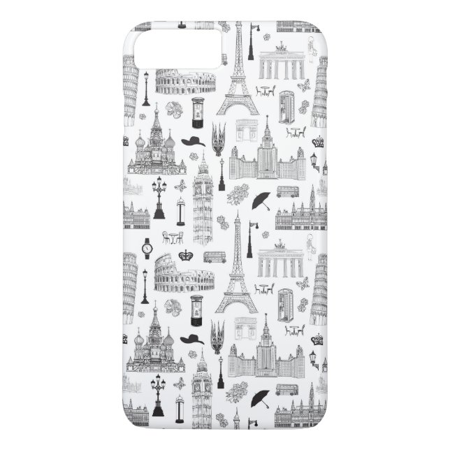 Vacation In Europe Pattern Case-Mate iPhone Case (Back)
