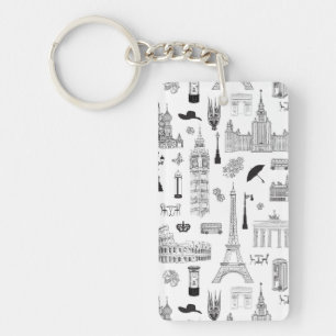 Vacation In Europe Pattern Key Ring