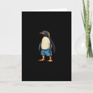 Vacation In Pool With This Funny Penguin In Swim T Card