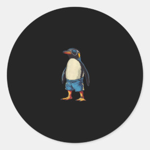 Vacation In Pool With This Funny Penguin In Swim T Classic Round Sticker