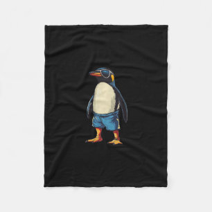 Vacation In Pool With This Funny Penguin In Swim T Fleece Blanket