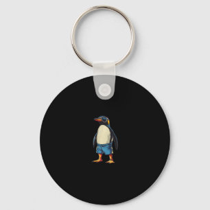 Vacation In Pool With This Funny Penguin In Swim T Key Ring