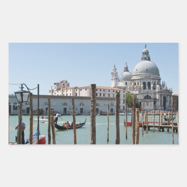 Vacation in Venice landscape rectangular sticker (Front)