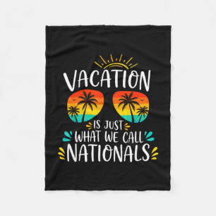Vacation is what we call nationals travel retro fleece blanket