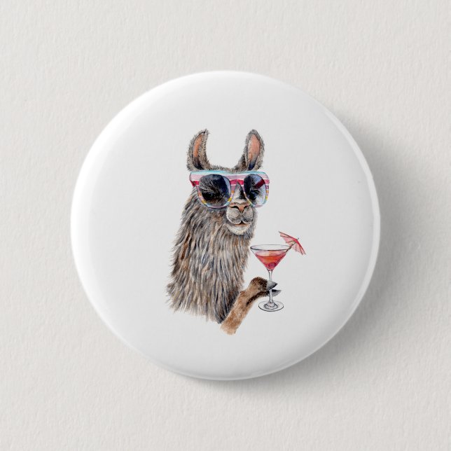 Vacation Llama 6 Cm Round Badge (Front)