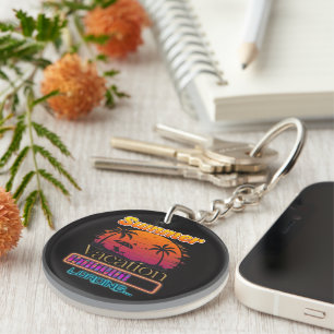 Vacation Loading Summer Sunset Beach Key Ring