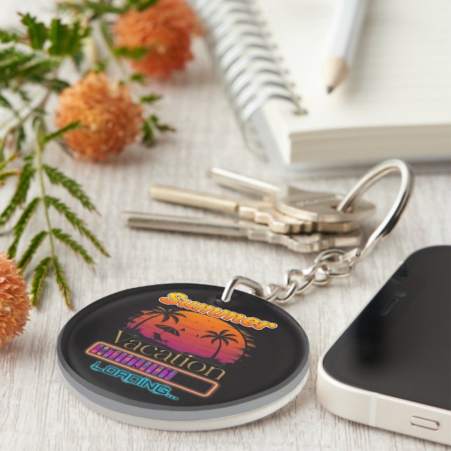 Vacation Loading Summer Sunset Beach Key Ring (Front Right)