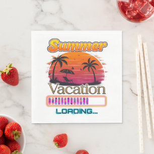 Vacation Loading Summer Sunset Beach Napkin