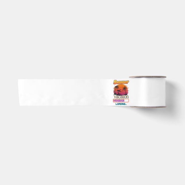 Vacation Loading Summer Sunset Beach Satin Ribbon (Front)