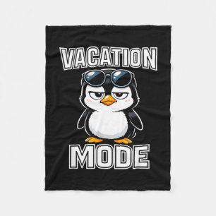 Vacation mode cute penguin holiday mood minimalist fleece blanket