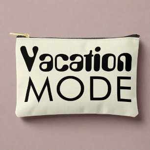Vacation Mode Neutral Black Bold Typography Accessory Pouch