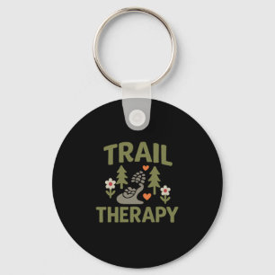 Vacation Mode Trail Therapy Hiking Nature Graphic Key Ring